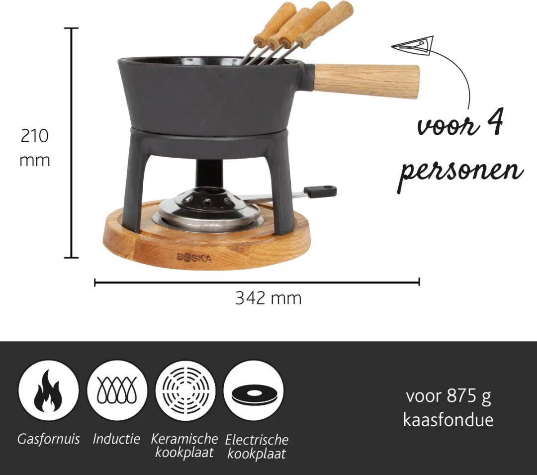 Boska Fondueset Pro Kaasfonduepan - 1,2L - Bruin/Zwart