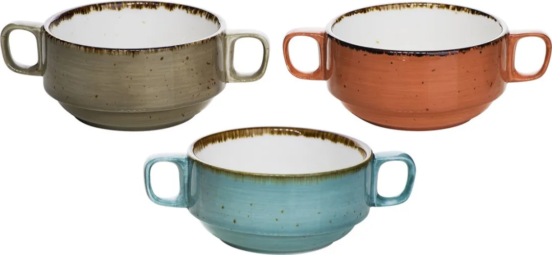Cosy&Trendy Brisbane Soepkommetjes 10x5,3cm - 6 Stuks - Blauw/Grijs/Orange