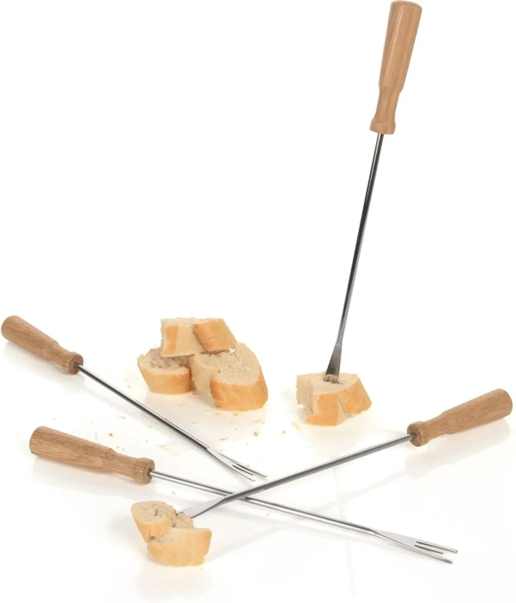Boska Oslo Fonduevorken - Set van 4 - Zilver/Bruin - afbeelding 6 van 6