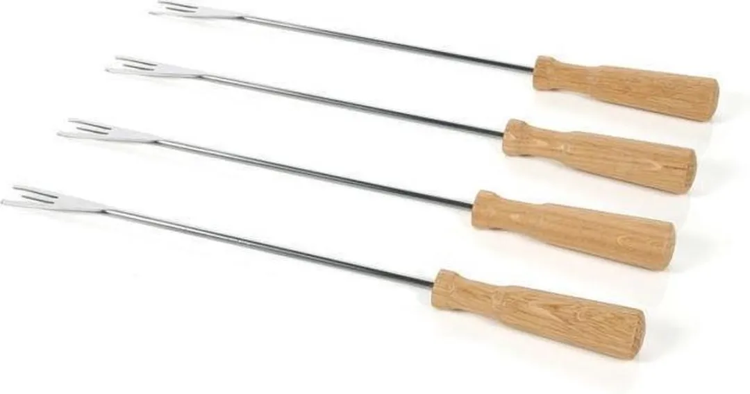 Boska Oslo Fonduevorken - Set van 4 - Zilver/Bruin
