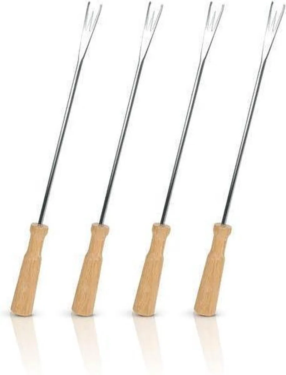 Boska Oslo Fonduevorken - Set van 4 - Zilver/Bruin