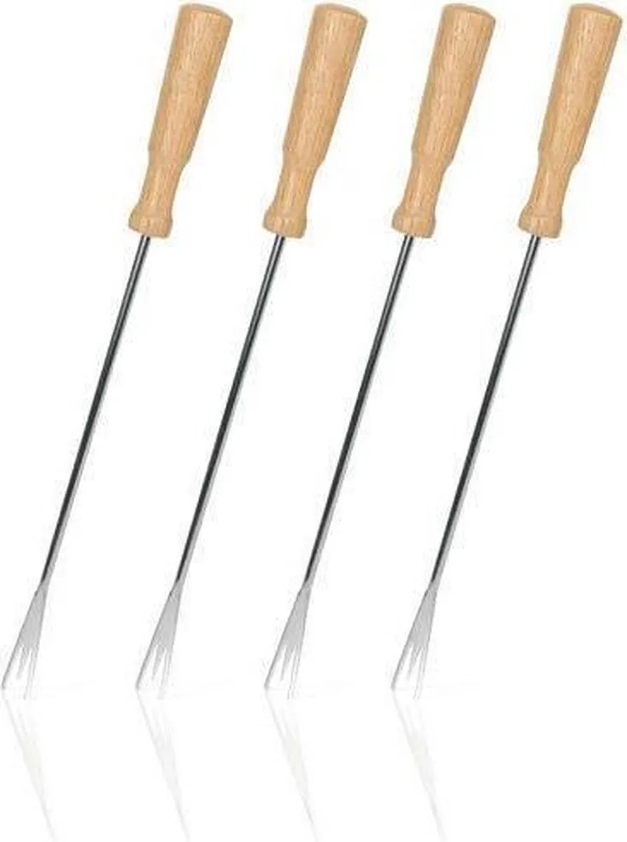 Boska Oslo Fonduevorken - Set van 4 - Zilver/Bruin