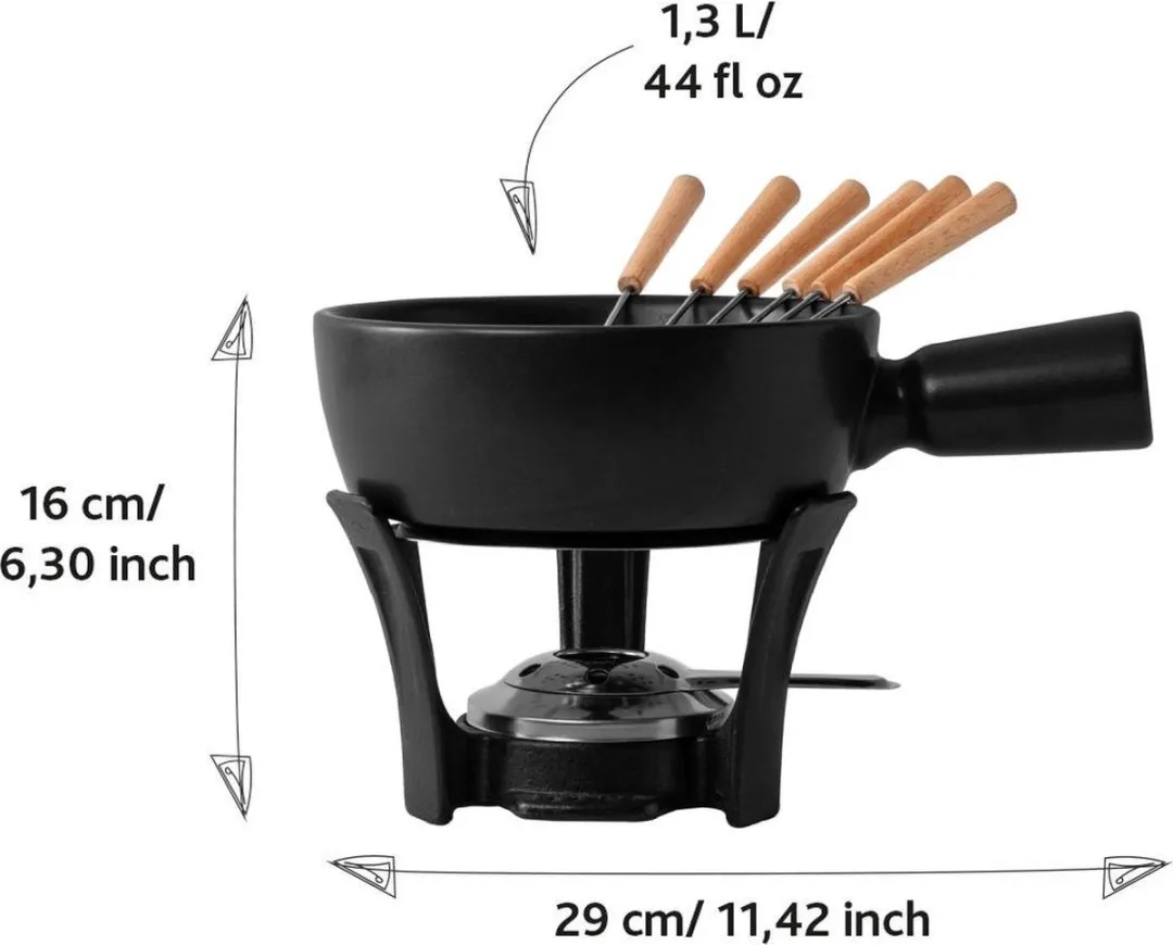 Boska Fondueset Nero - 1,3L - Gas - Zwart