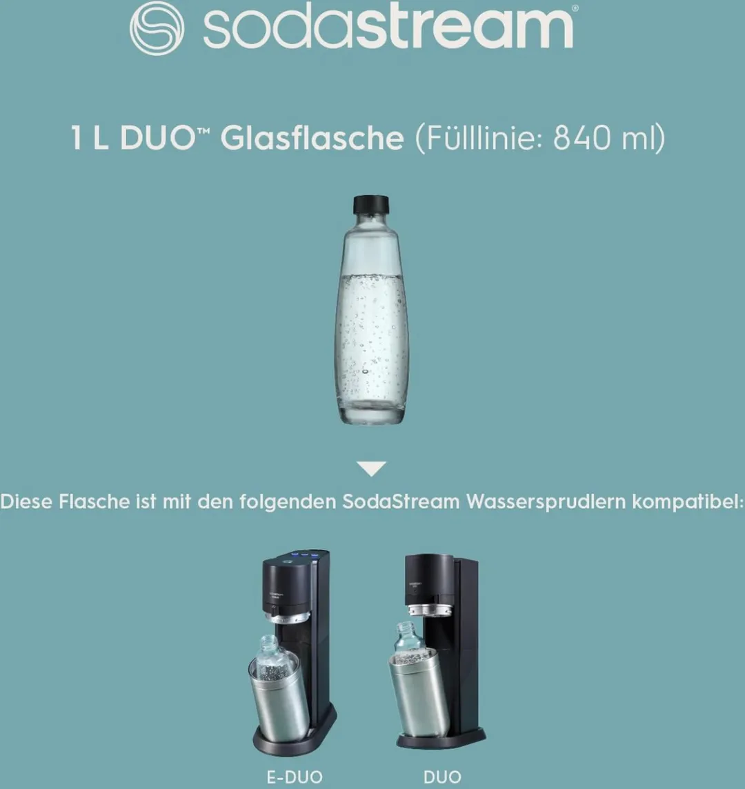 SodaStream DUO Glazen Karaf 1L - Transparant