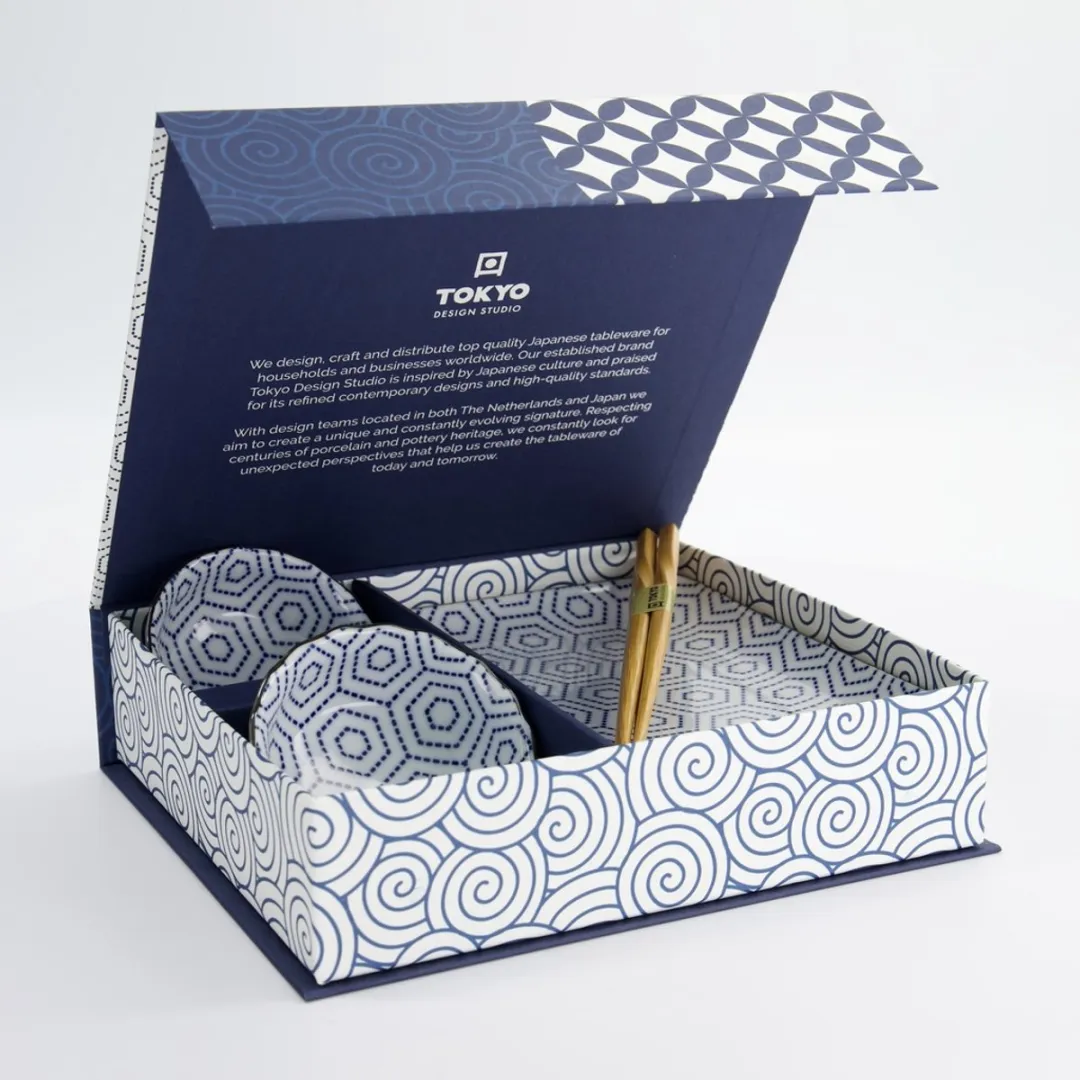 Tokyo Design Studio Kotobuki Sushi Servies 6-delig - MPN 14349 - Blauw/Wit