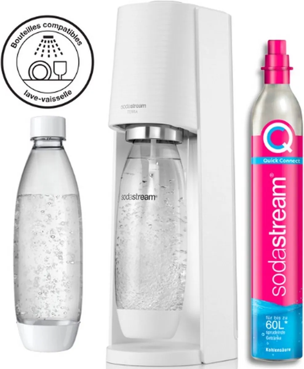 frisdrankautomaat + 2 flessen + 1 cilinder - sodastream - terrabilv