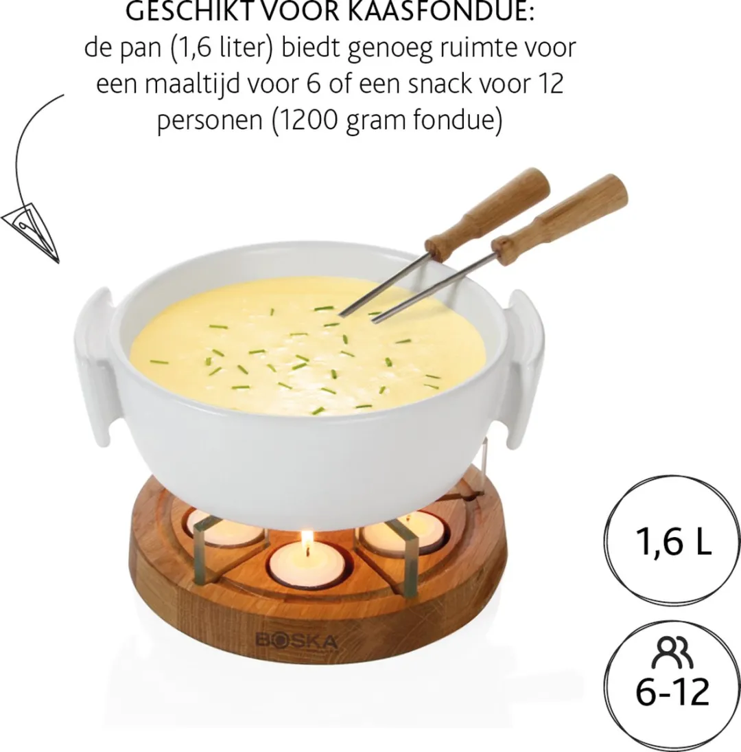 Boska Candlelight Fondue Twinkle  - Voor 1.200 gram Kaasfondue - 1,6 liter