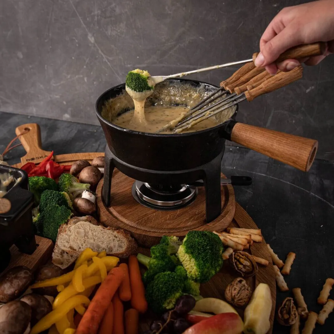 Boska Fondueset Pro L Kaasfondueset - 1,8L - Gietijzer - Bruin/Zwart
