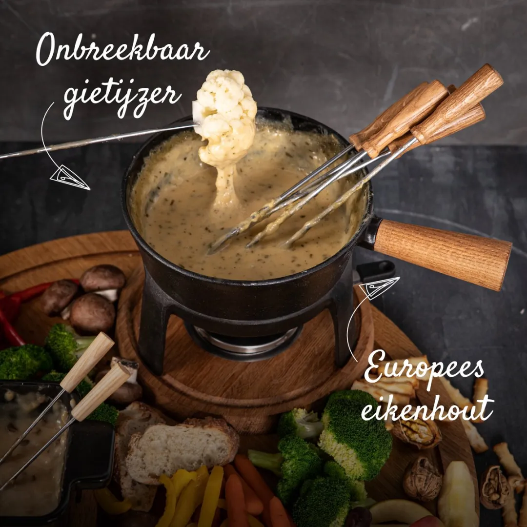 Boska Fondueset Pro L Kaasfondueset - 1,8L - Gietijzer - Bruin/Zwart