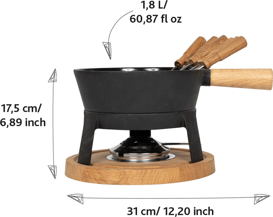 Boska Fondueset Pro L Kaasfondueset - 1,8L - Gietijzer - Bruin/Zwart