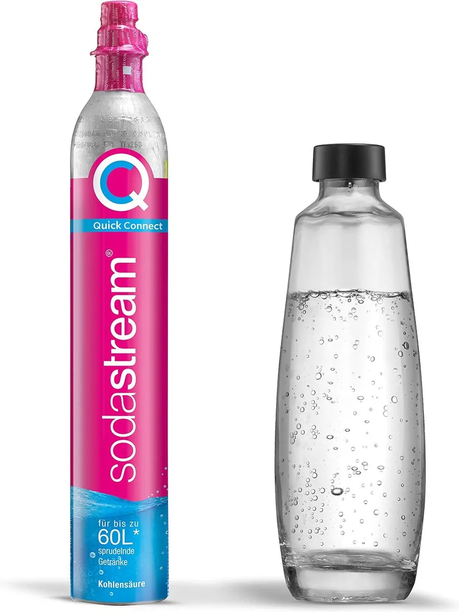 SodaStream Connect CO2-reservecilinder CQC + Glazen Fles