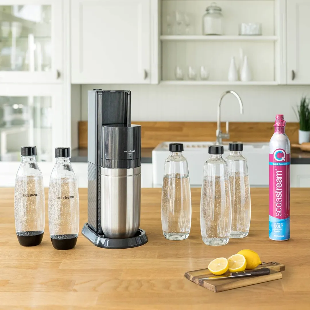 SodaStream Connect CO2-reservecilinder CQC + Glazen Fles - Roze/Zilver/Transparant