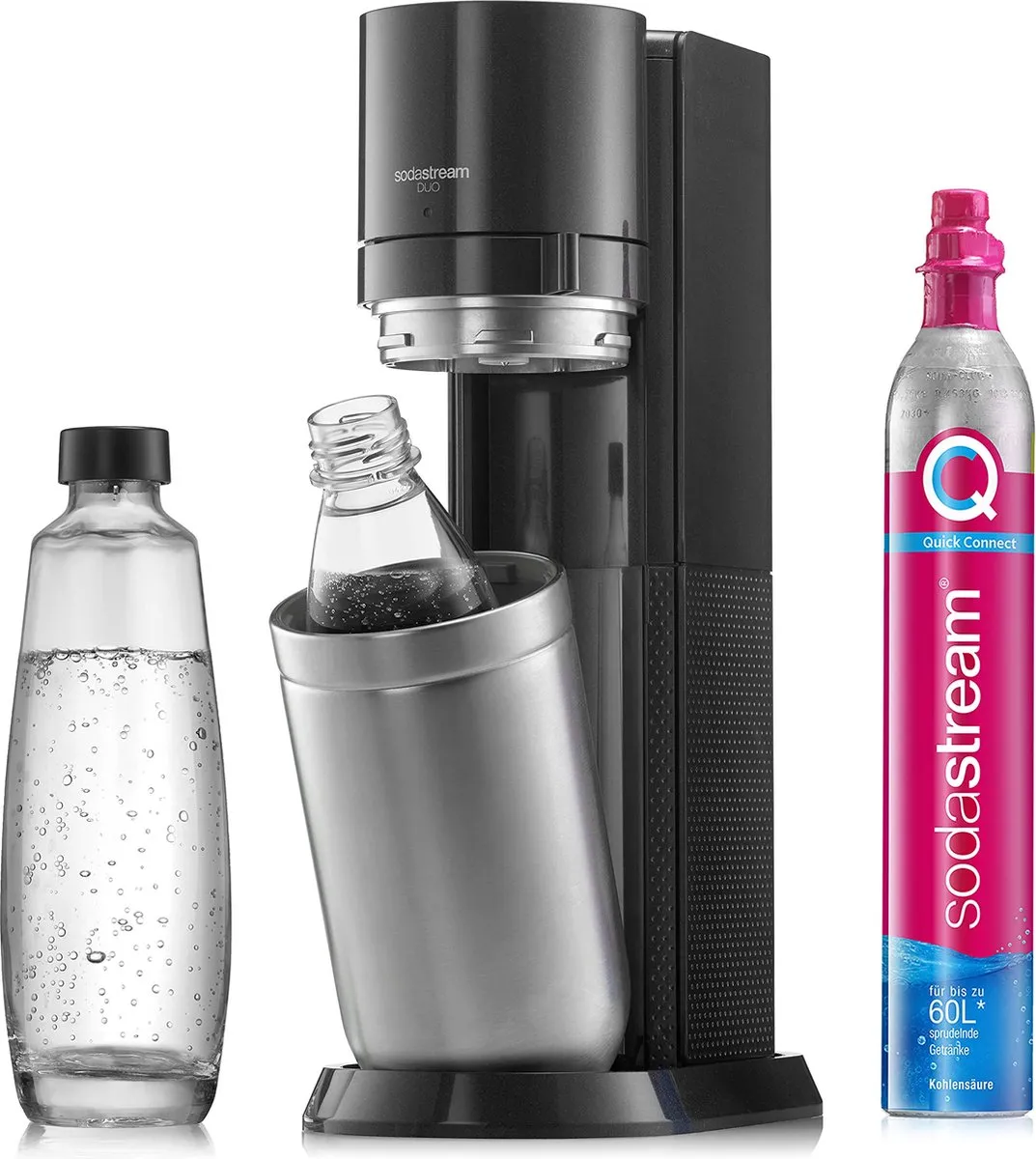 SodaStream Connect CO2-reservecilinder CQC + Glazen Fles - Roze/Zilver/Transparant