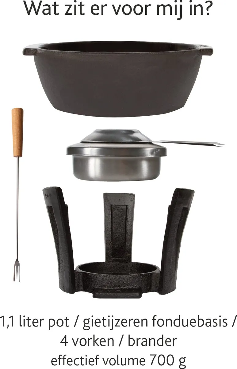 Boska Fondueset Party Pro Gietijzer 1,1L - Zwart
