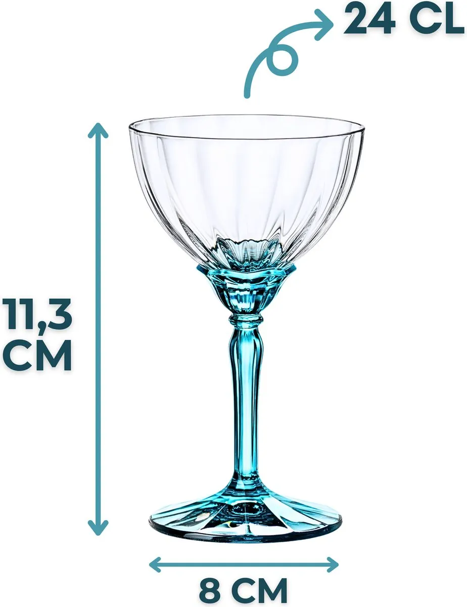Bormioli Rocco Florian Champagneglas 24cl - Lichtblauw - 4 Stuks