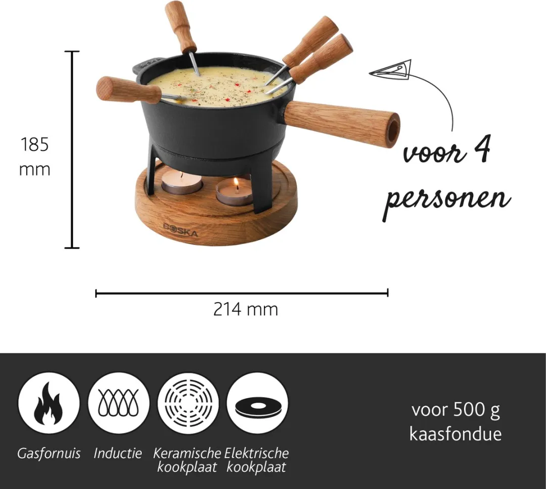 Boska Fondueset Pro S Kaasfonduepan - 700ml - Bruin/Zwart