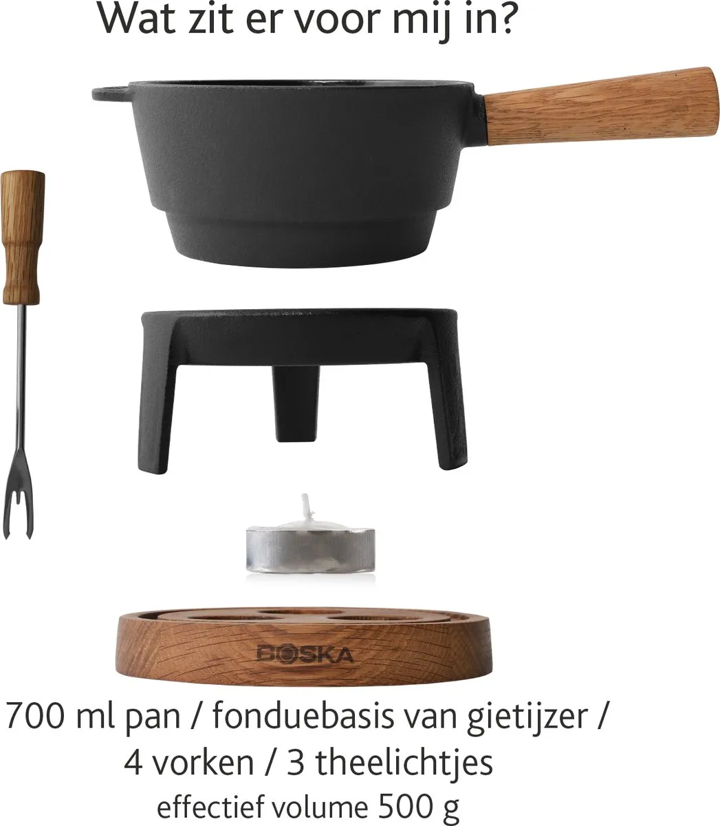 Boska Fondueset Pro S Kaasfonduepan - 700ml - Bruin/Zwart