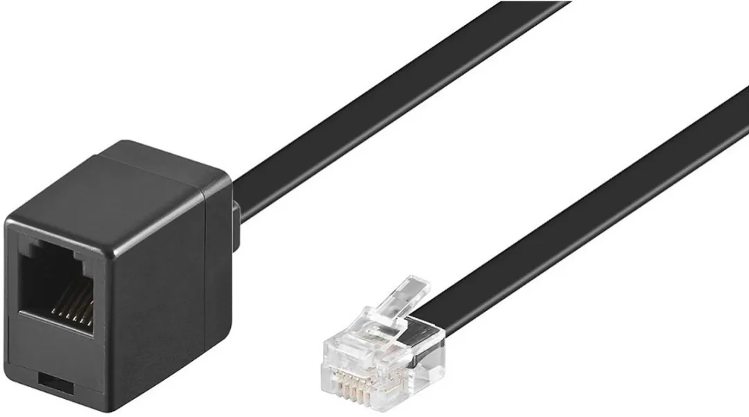 InLine RJ12 Telefoon Verlengkabel 2m - Zwart