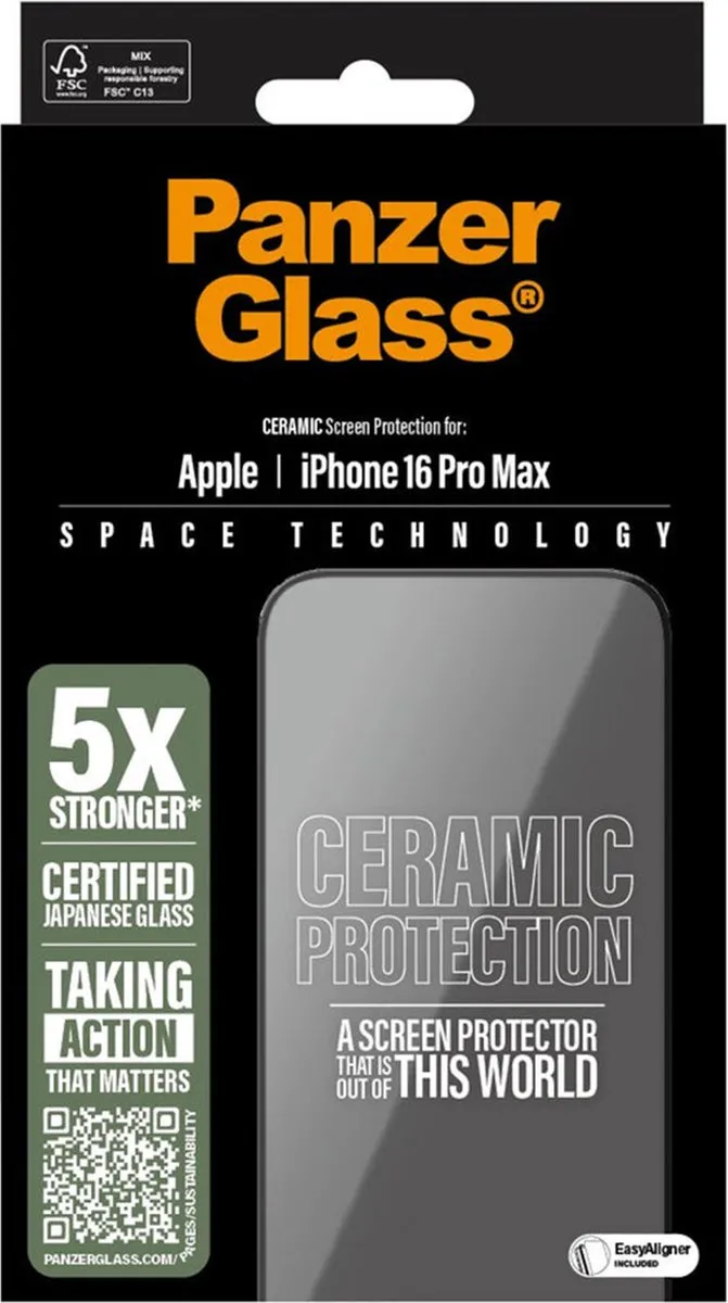 PanzerGlass Ceramic iPhone 16 Pro Max Screenprotector - Case Friendly