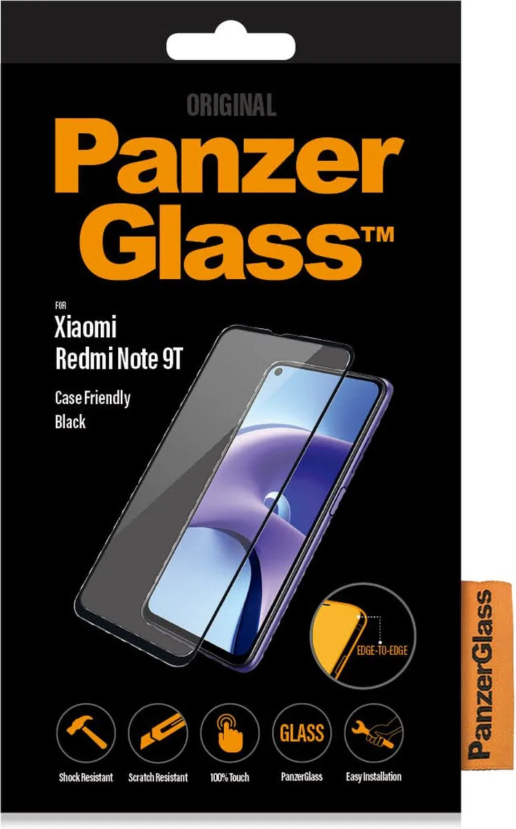 PanzerGlass Xiaomi Redmi Note 9T Schermbeschermer - Zwart