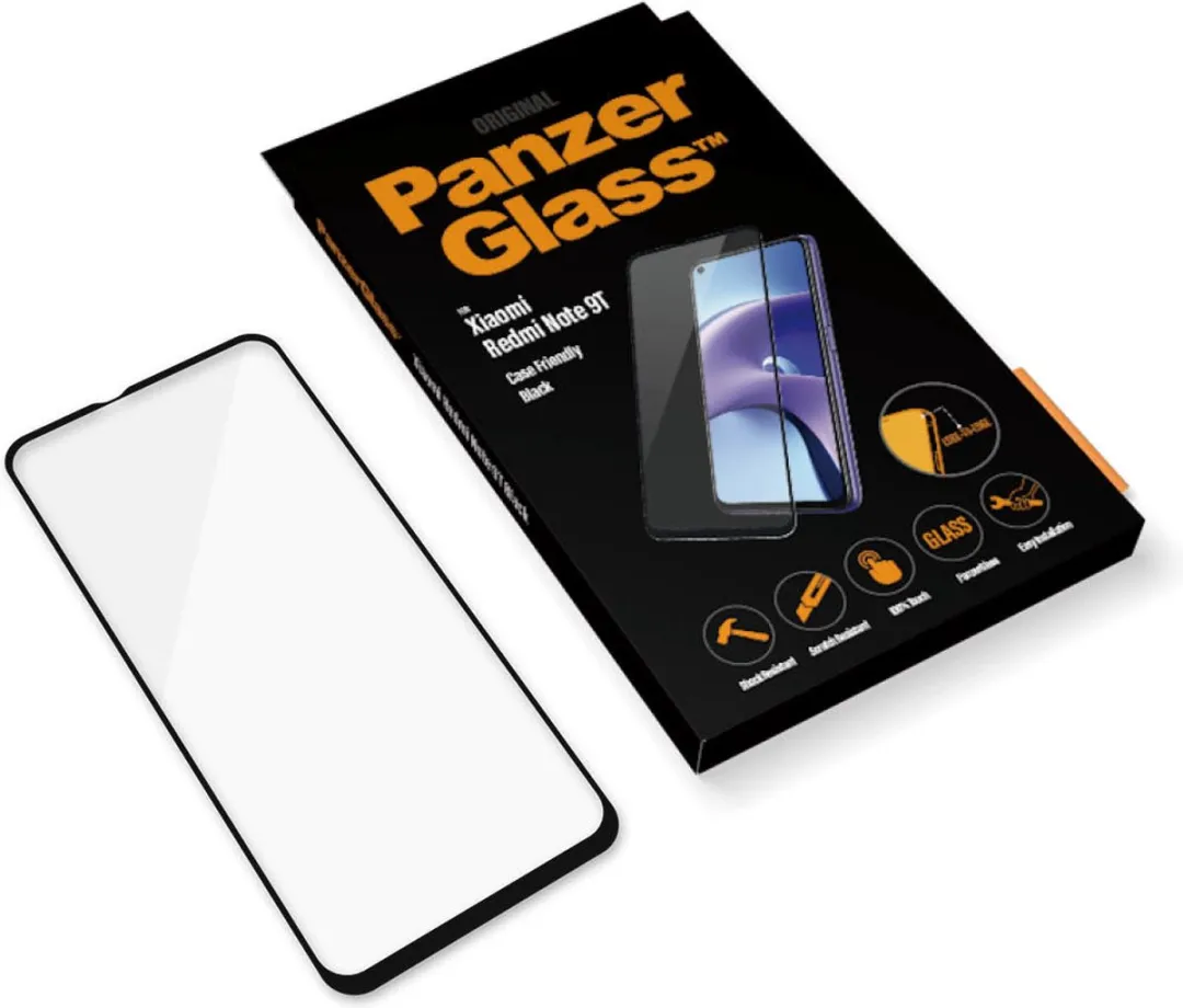 PanzerGlass Xiaomi Redmi Note 9T Schermbeschermer - Zwart - afbeelding 6 van 6