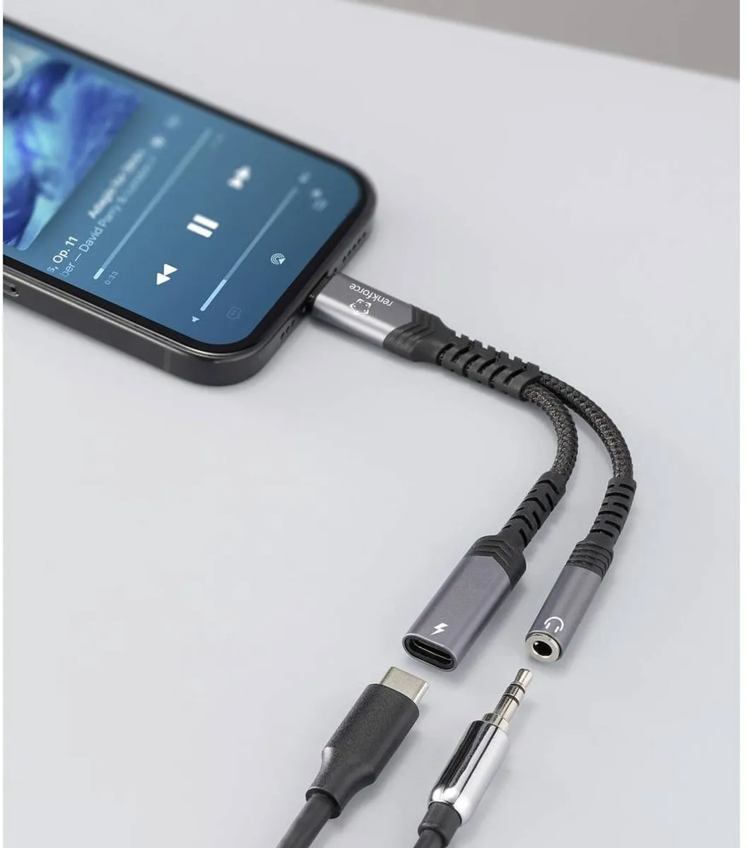 Renkforce RF-6877608 USB-C Audio Adapterkabel - Zwart-grijs