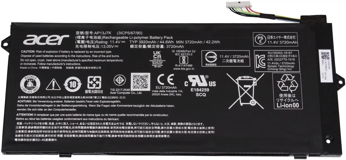 Acer AP13J4K Laptopbatterij 45Wh