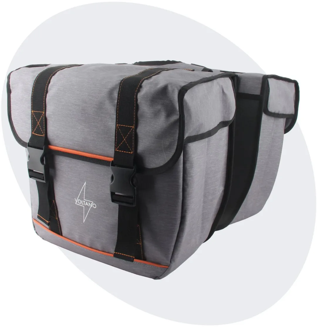 Voltano Dubbele Fietstas Premium Grijs 44L