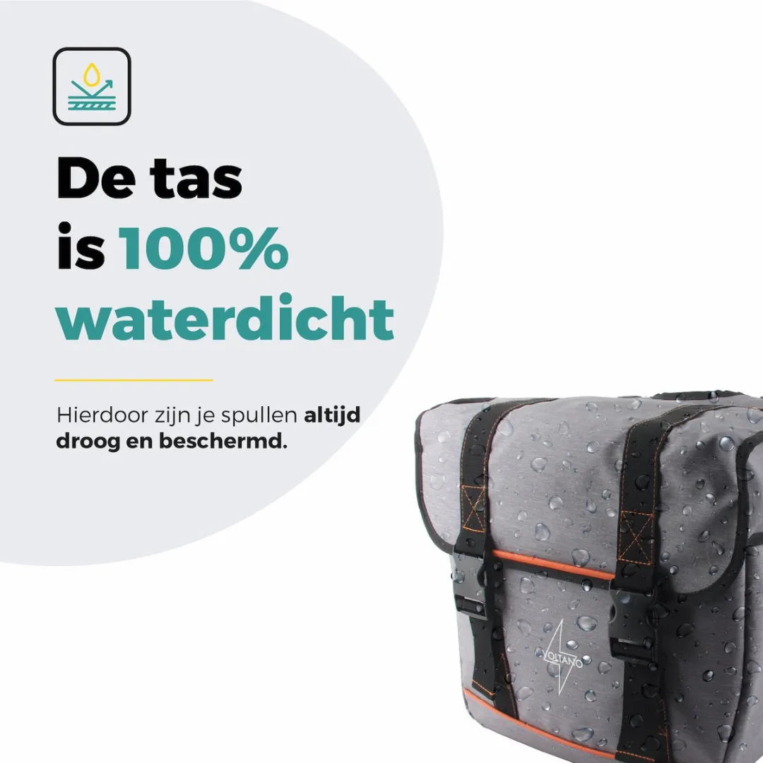 Voltano Dubbele Fietstas Premium Grijs 44L
