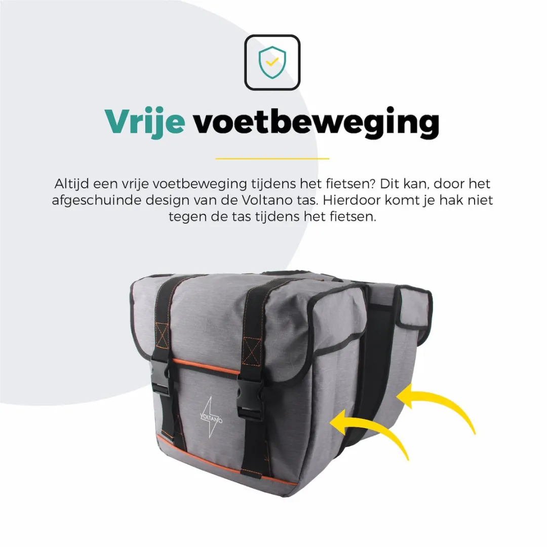 Voltano Dubbele Fietstas Premium Grijs 44L