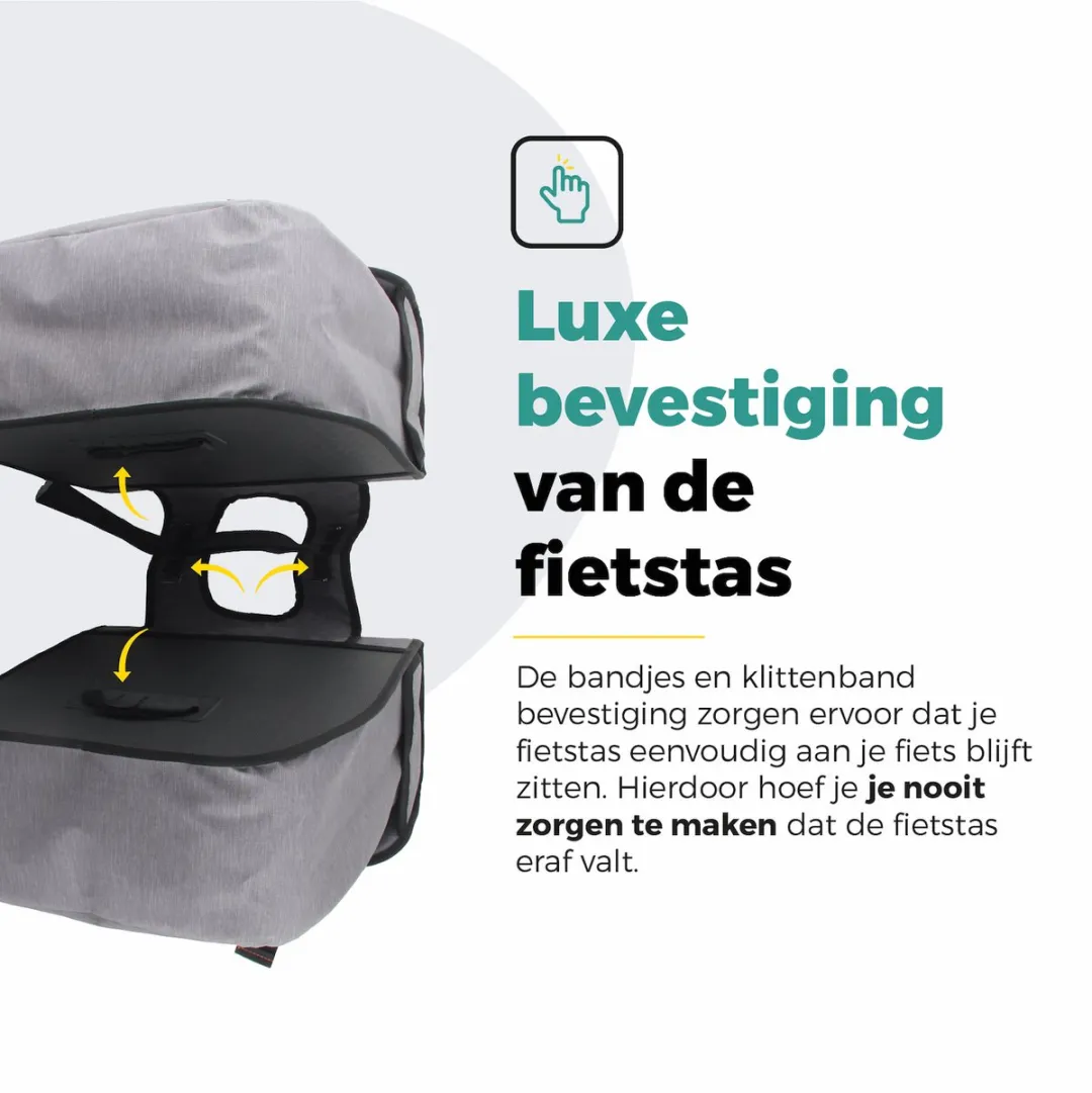 Voltano Dubbele Fietstas Premium Grijs 44L