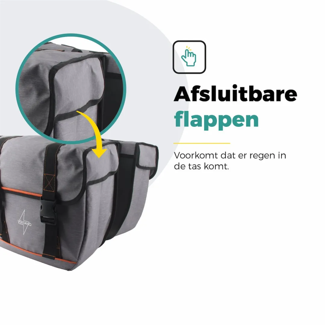 Voltano Dubbele Fietstas Premium Grijs 44L