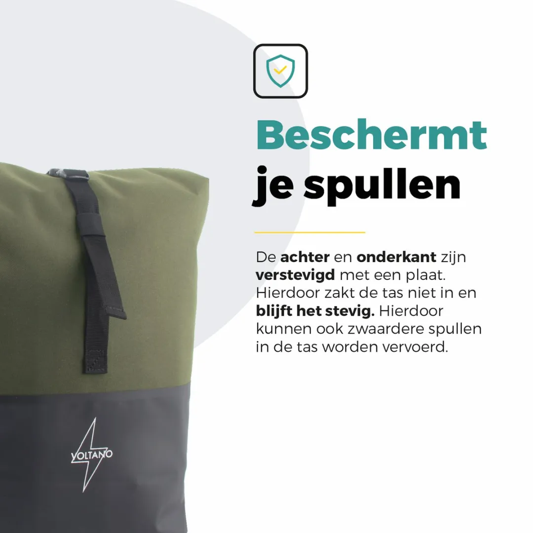 Voltano Dubbele Fietstas Rolltop 50L - Zwart/Olijfgroen