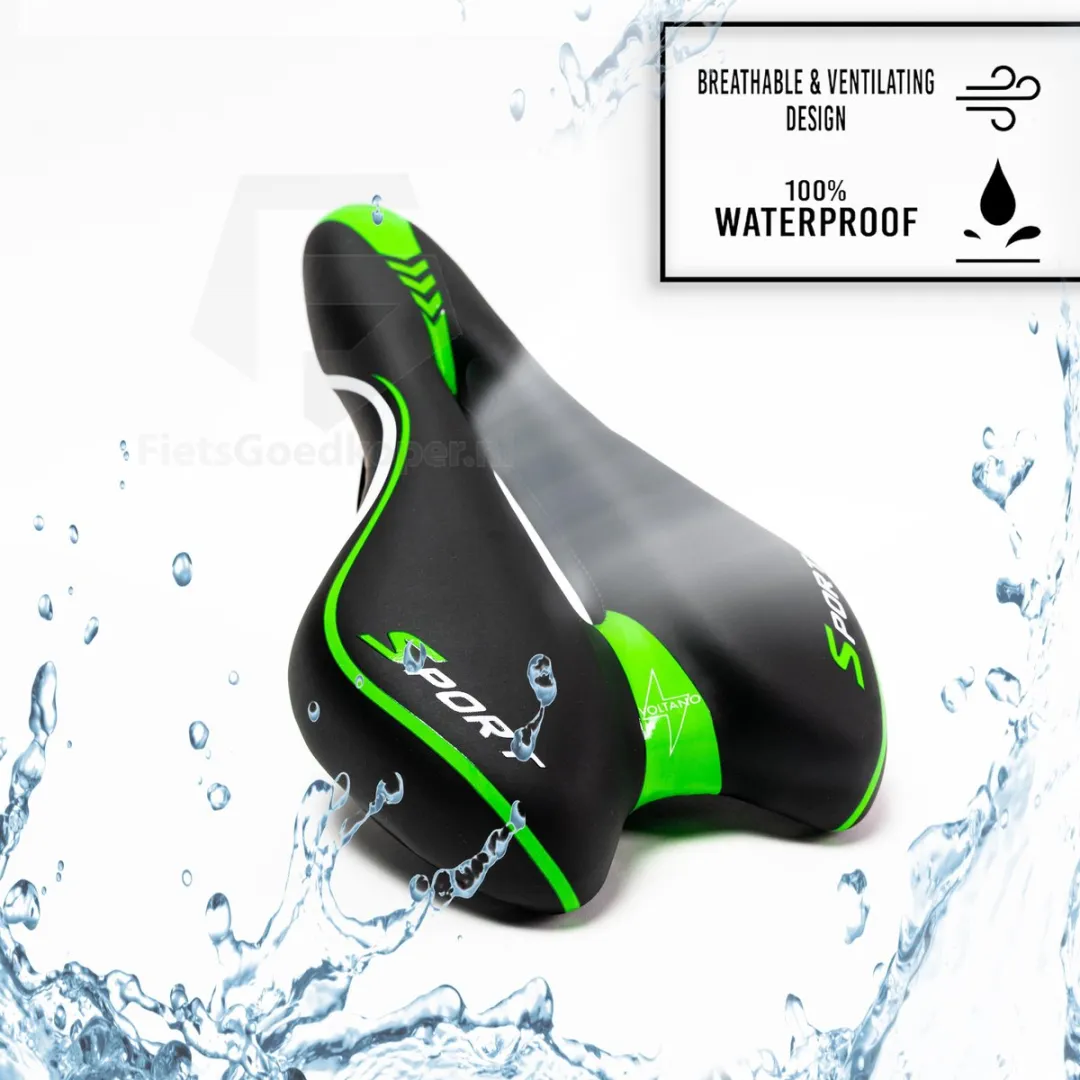 Voltano Sport Fietszadel Gel Trekking - Zwart/Groen - 45-155mm
