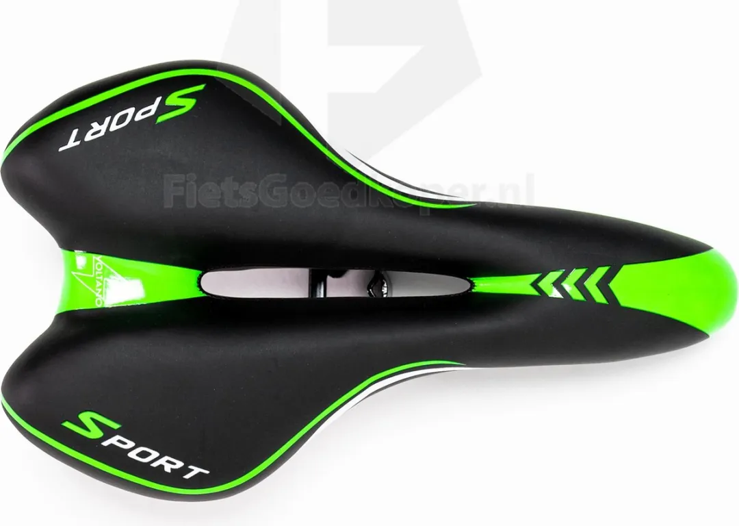 Voltano Sport Fietszadel Gel Trekking - Zwart/Groen - 45-155mm