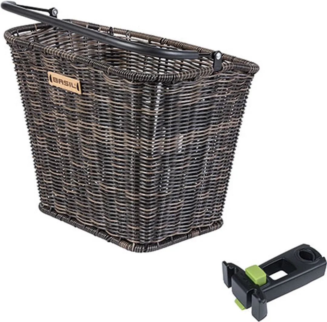 Basil Bremen Rattan Look Fietsmand - Voorop - 13L - Bruin