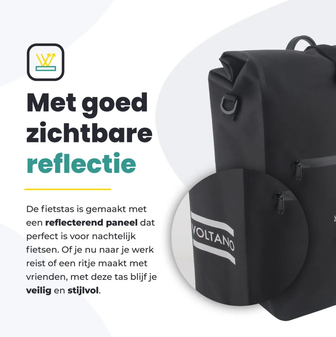 Voltano Luxe E-bike Fietstas 28L - Zwart - Laptopvak