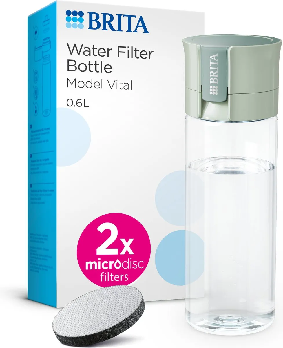 BRITA Vital Waterfilterfles 0,6L Lichtgroen - 2x MicroDisc
