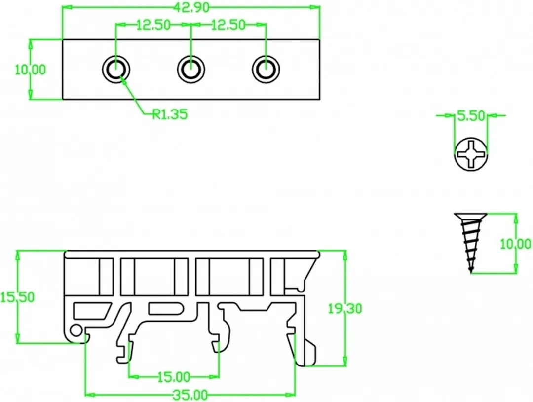 Delock DIN-railclip voor PCB - 4 Stuks Groen