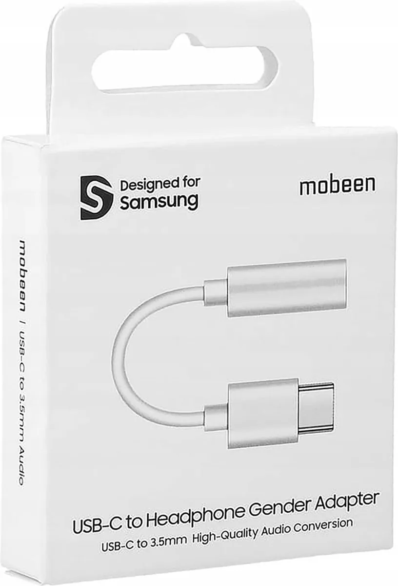 Mobeen Designed for Samsung USB-C naar 3.5mm Kabel, Audio Jack Adapter, USB-C naar Jack, Koptelefoon Audio Kabel, Geschikt voor Samsung en Android, Wit