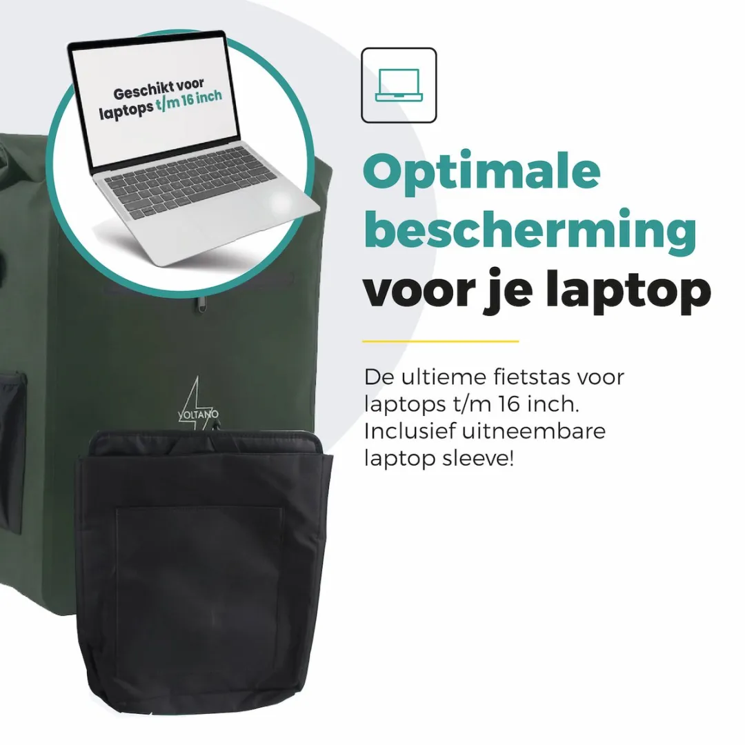 Voltano Luxe E-bike Rugtas 28L - Olijf Groen
