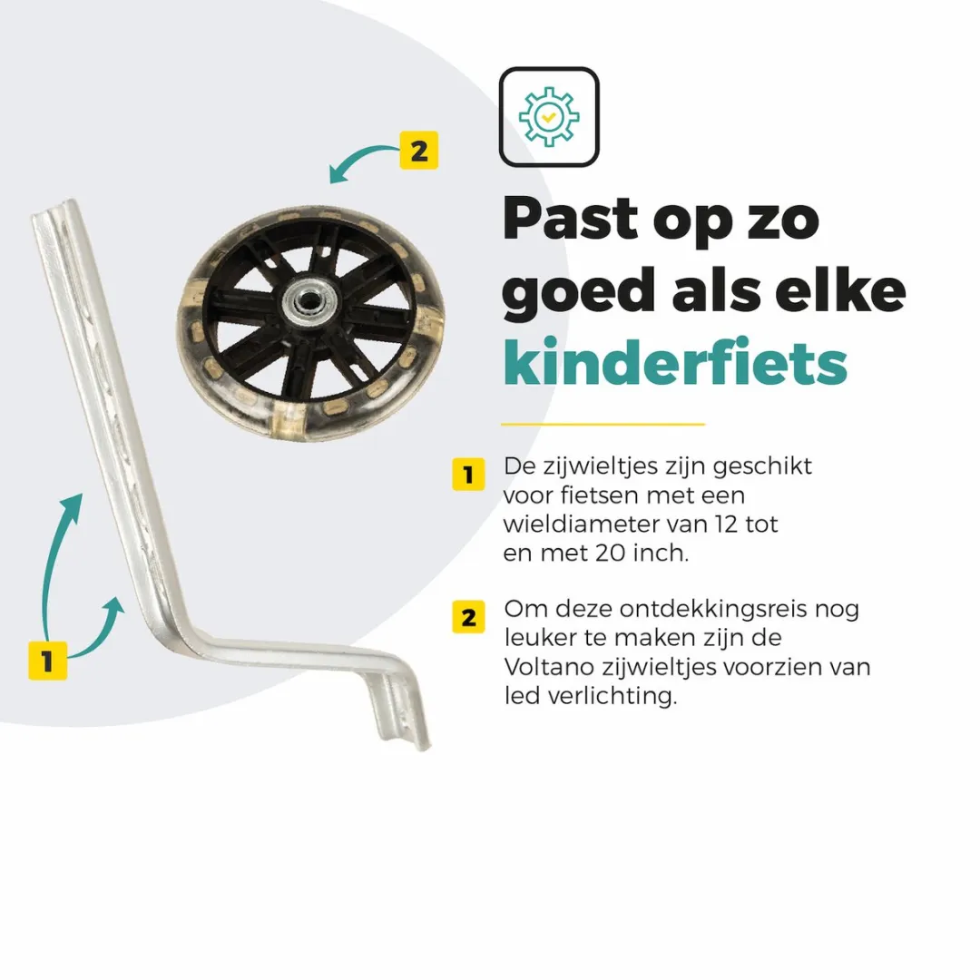 Voltano Zijwieltjes LED Verlichting 12-20 inch - Zwart