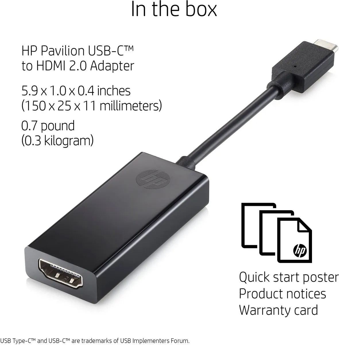 HP Externe Video-adapter USB-C naar HDMI - 1WC36AA - Zwart