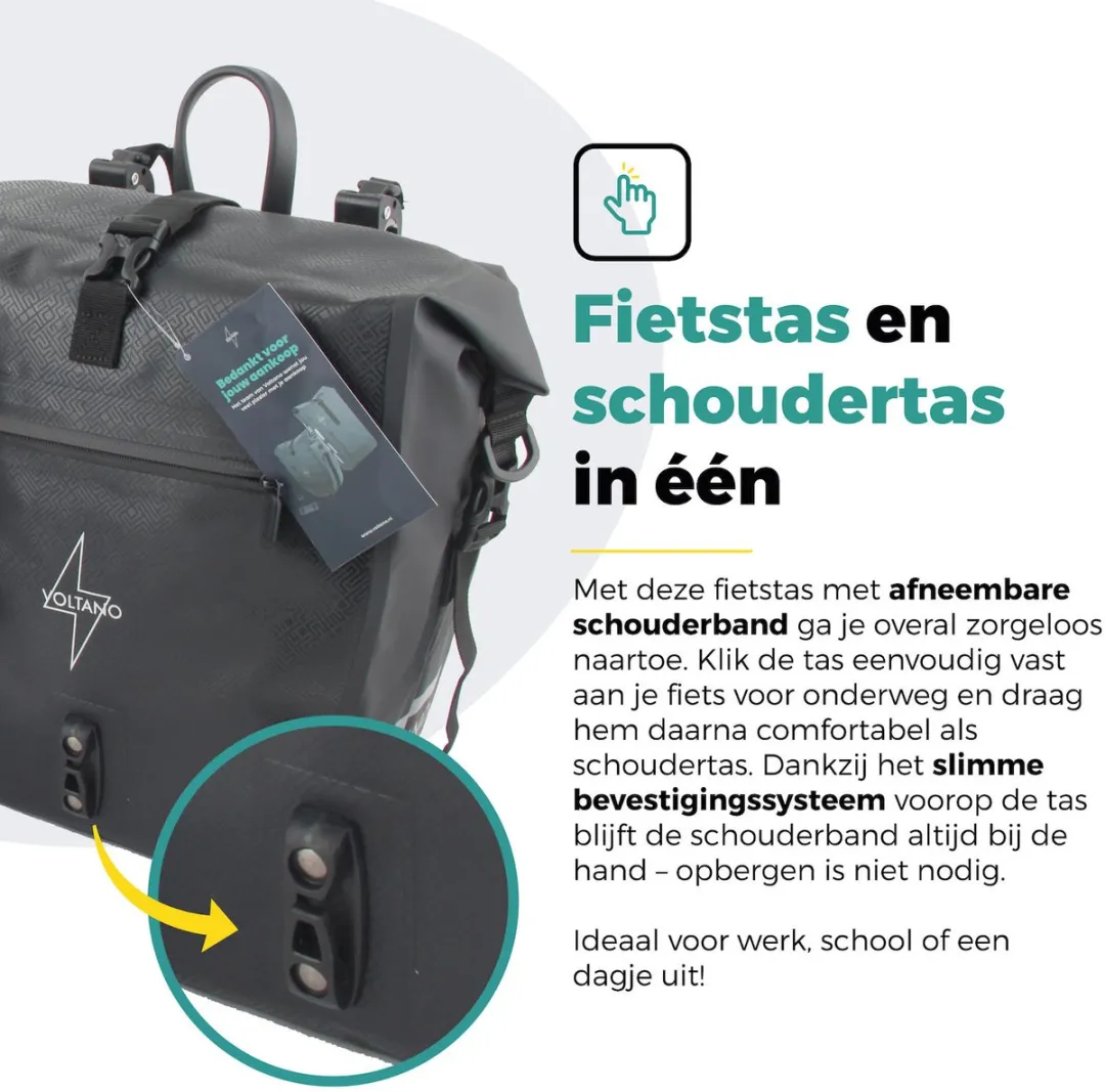 Voltano Enkele Fietstas Set E-bike 46L - Zwart