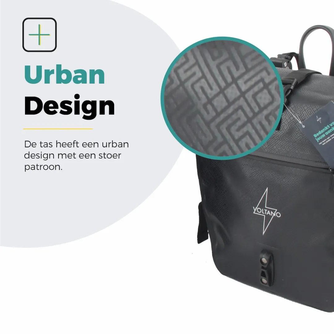 Voltano Enkele Fietstas Set E-bike 46L - Zwart