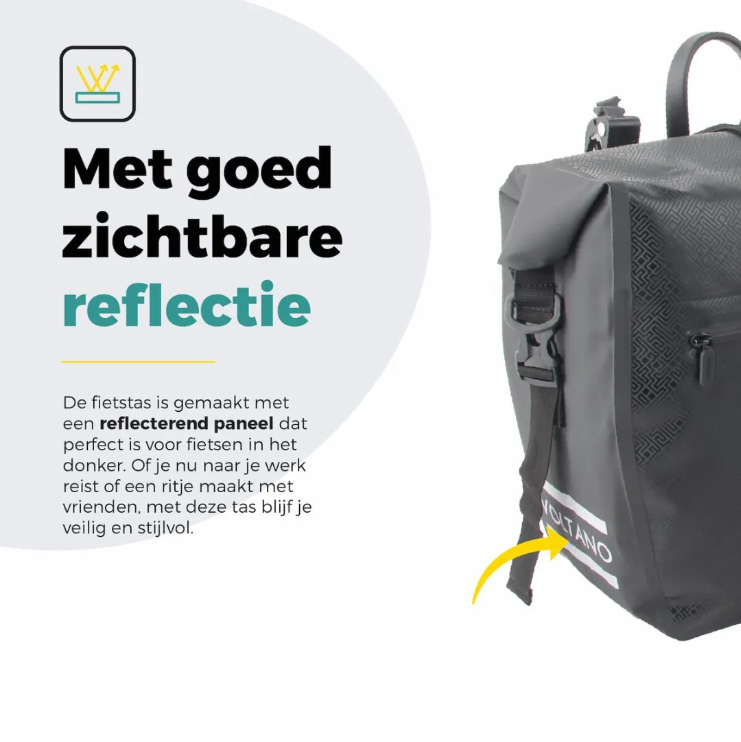 Voltano Enkele Fietstas Set E-bike 46L - Zwart - afbeelding 6 van 6