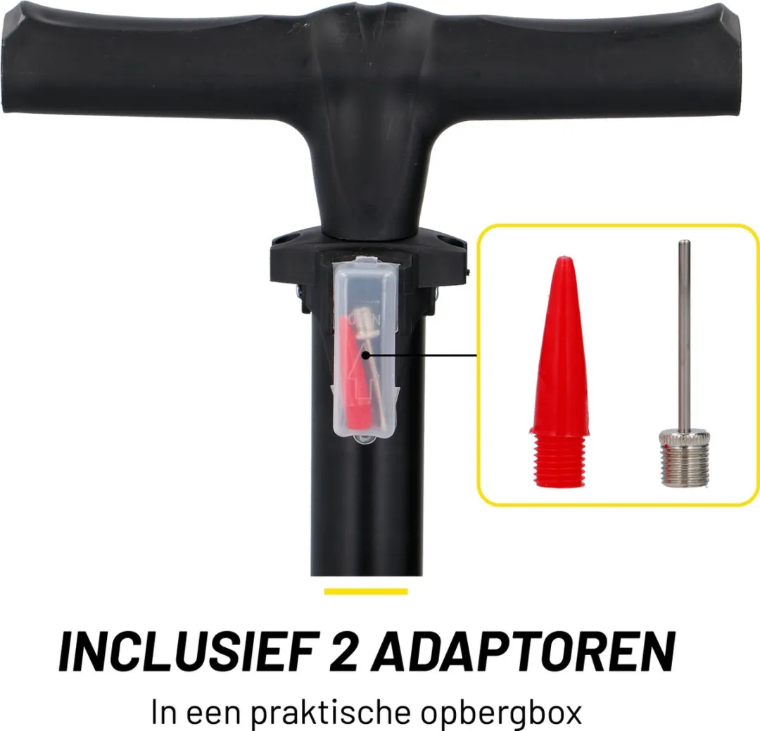 Dunlop Staande Fietspomp Pro uitvoering - Analoge Drukmeter - Dubbele Ventielkop - Zwart