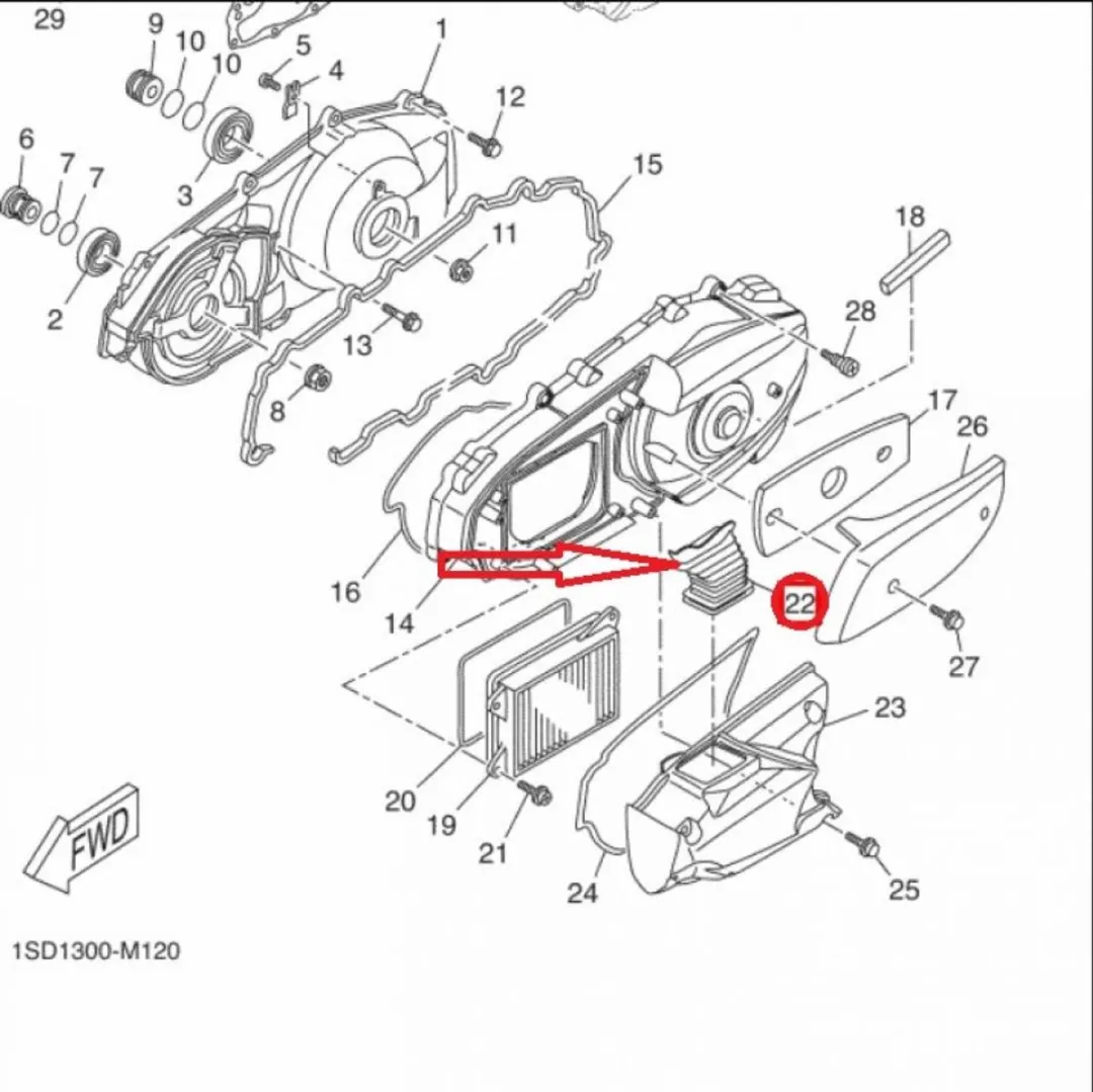 Yamaha 400 X-Max Luchtfilterhuis 1SDE547501