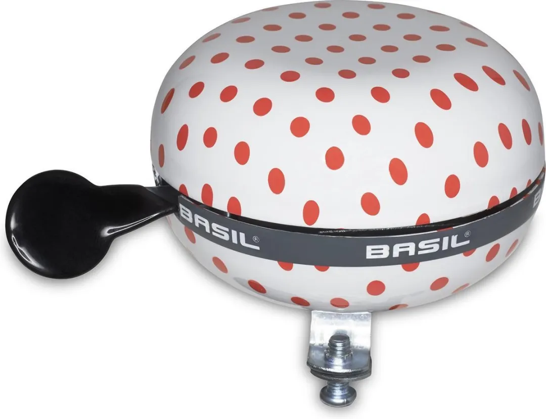 Basil Polkadot Fietsbel 80mm - Rood/Wit