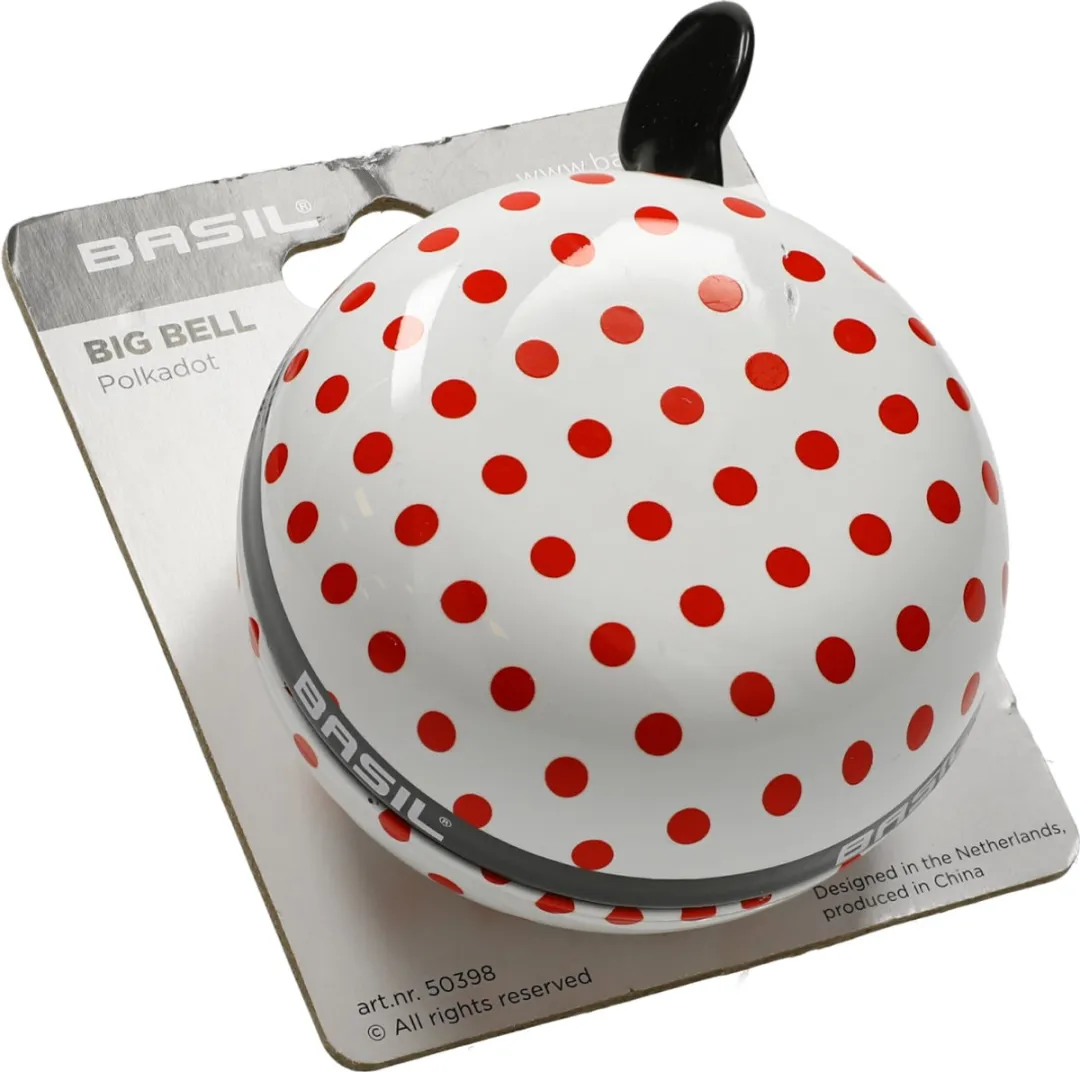 Basil Polkadot Fietsbel 80mm - Rood/Wit